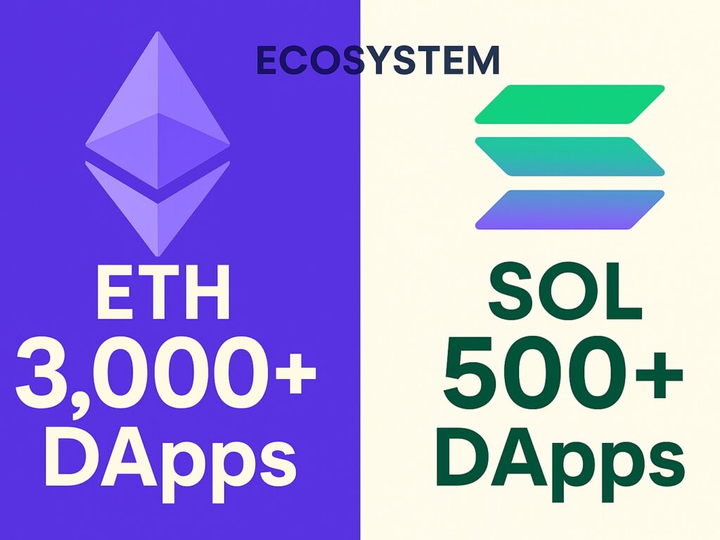 Ethereum vs Solana Ecosystem Size Comparison Infographic – 2025