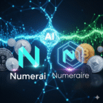 Numeraire NMR Crypto Token and Numerai AI platform futuristic concept